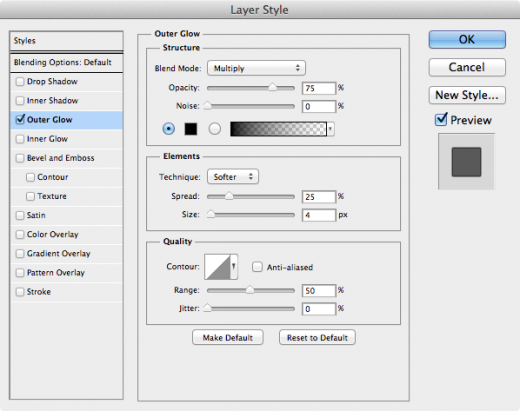 Multiply Blend - Outer Glow - Layer Style